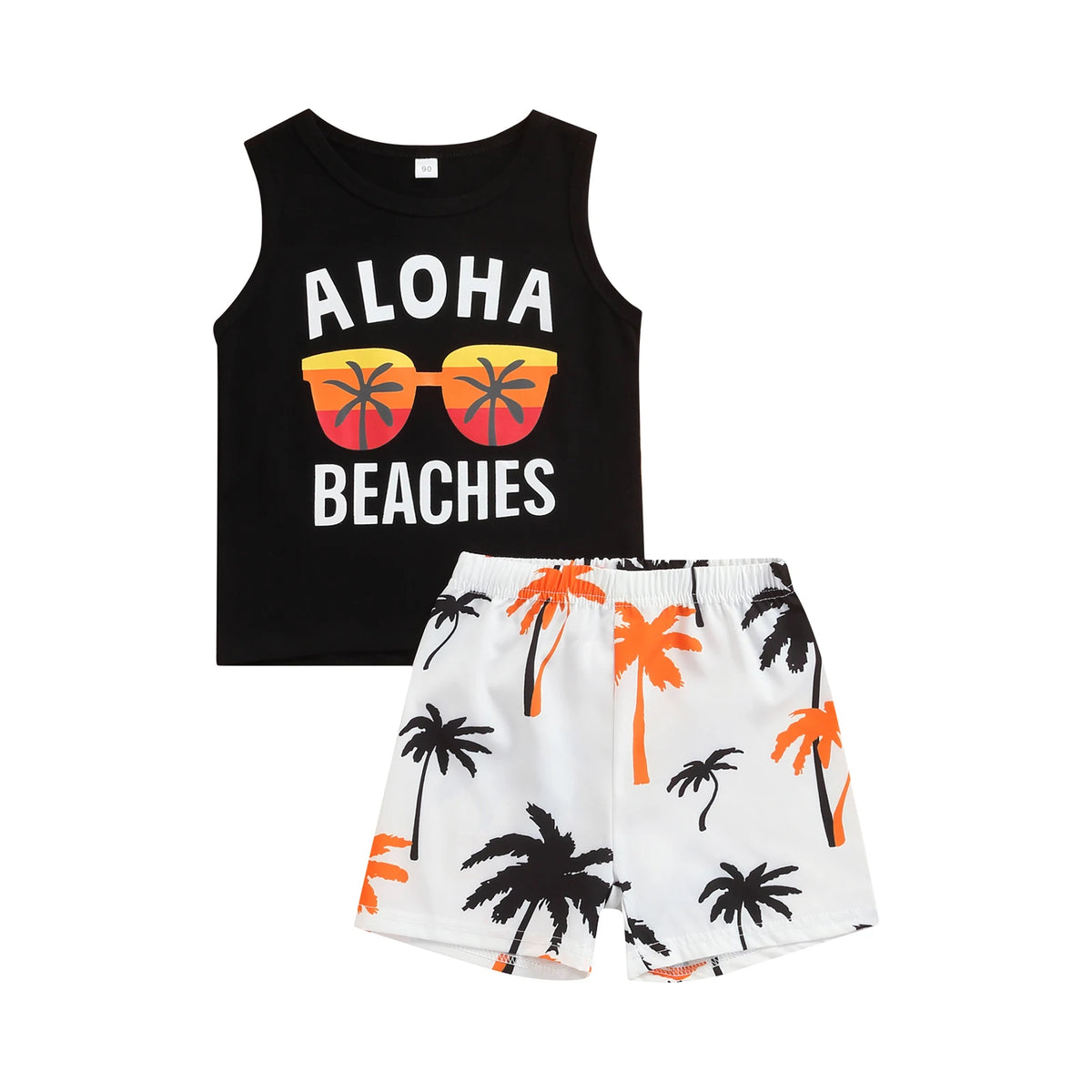 Baby Boy Letter Glasses Sleeveless Shorts Set