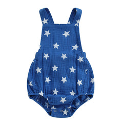 Baby Girls Boys Romper Sleeveless Stars Print Summer Bodysuit Overalls 4th of July Clothing