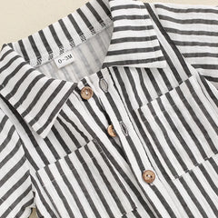 Baby Boy Striped Summer Romper – Short Sleeve, Easy Snap