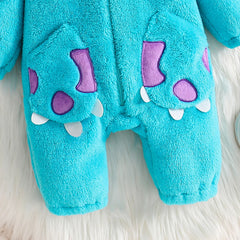 Toddler Boys Fleece Monster Halloween Costume Hooded Jumpsuit