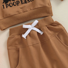 Baby Boys Halloween Letter Print Top & Solid Pants Autumn Set