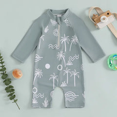 Baby Boys Girls Animal/Floral/Tree Print Rash Guard Swimsuit
