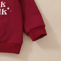 0-24M Baby Girl Autumn Red “Sorry Santa I Drank The Milk” Sweatshirt