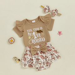 Baby Girl Western Cowgirl Hat & Letter Outfit Set