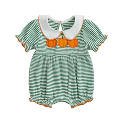 Baby Girl Halloween Striped Pumpkin Romper