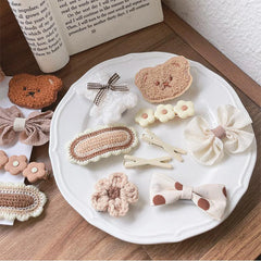 Baby Girl Autumn Winter Cartoon Bear & Bowknot Barrette Hair Clips