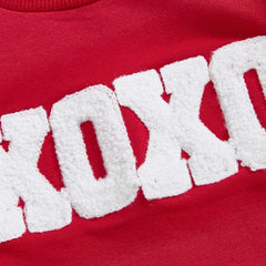 Toddler Boy Valentine’s Set Embroidered Sweatshirt with Heart-Print Pants