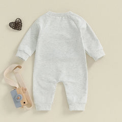 0-18M Baby Boy Long Sleeve, Full-Length with Letter Embroidery Fall Romper