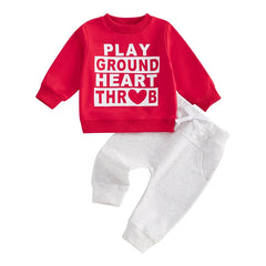 Toddler Boy Valentine’s 2-piece Set Letter-Print Sweatshirt and Jogger Pants
