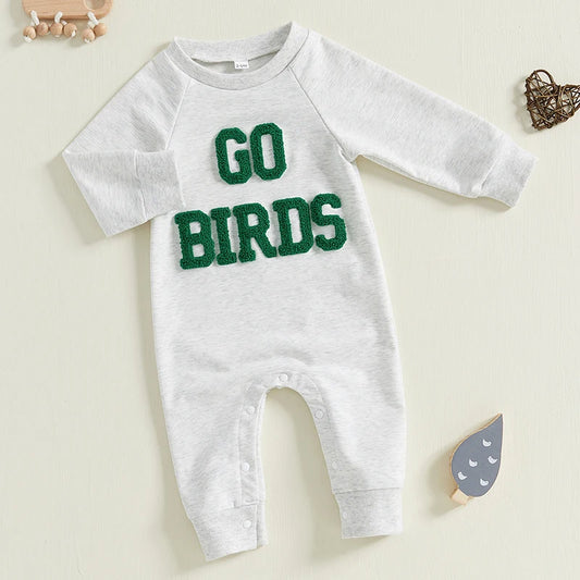 0–18M Baby Girl Letter Embroidery Long Sleeve Sweatshirt Romper