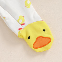 Unisex Newborn Duck Long Sleeve Footed Romper & Hat