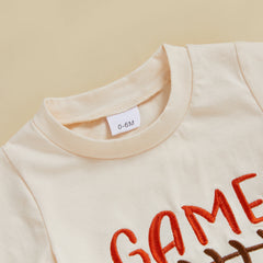 Toddler Baby Boy Letter Print Tee & Plaid Shorts 2-Piece Football Outfit