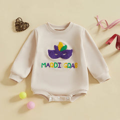 Baby Unisex Carnival Letter Embroidery Long-Sleeve Onesie