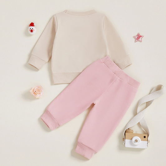 Toddler Baby Girl Santa Sack Sweatshirt & Pants Christmas Outfit