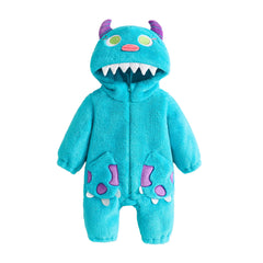 Toddler Boys Fleece Monster Halloween Costume Hooded Jumpsuit