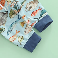 Newborn Baby Boy Fishes Patchwork Outfit