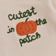 Unisex Baby Long Sleeve Crew Neck Embroidery Pumpkin Halloween Romper