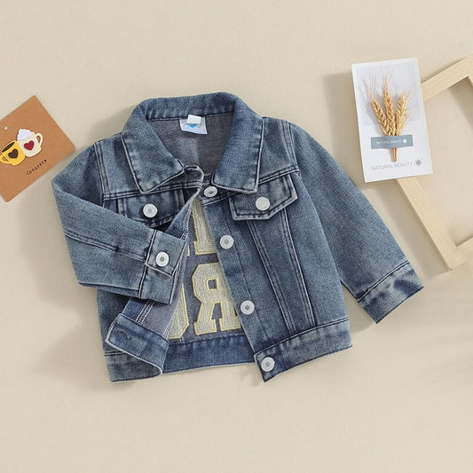 Baby Boys Letter Embroidery Denim Jacket