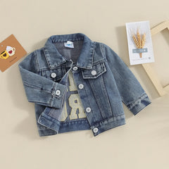 Baby Boys Letter Embroidery Denim Jacket