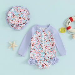 Baby Girls Floral Print Bathing Suit Set