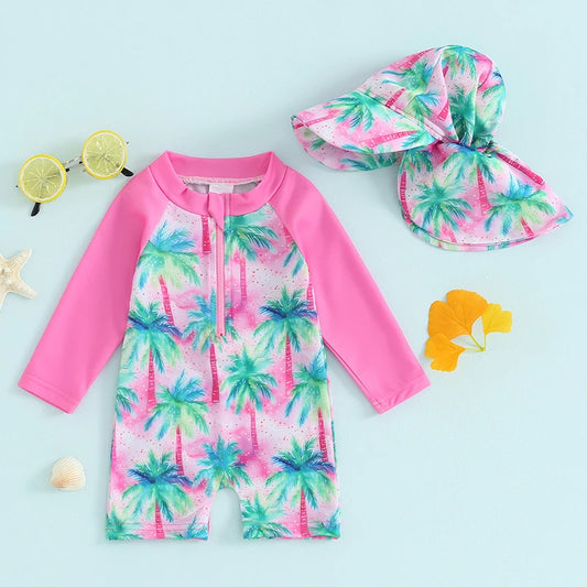 Baby Girl Long Sleeve Zip-Up Swimsuit