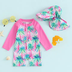 Baby Girl Long Sleeve Zip-Up Swimsuit
