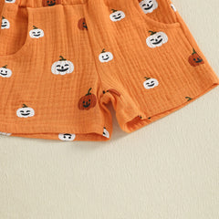 Unisex Pumpkin Halloween Tee & Shorts Outfit