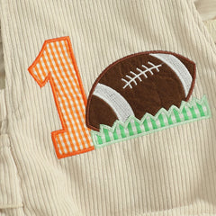 Baby Girls Rugby Embroidery & Headband Romper Set