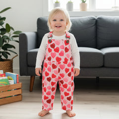 Baby Girl Valentines Day Heart Print Overalls