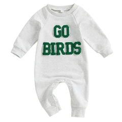 0–18M Baby Girl Letter Embroidery Long Sleeve Sweatshirt Romper