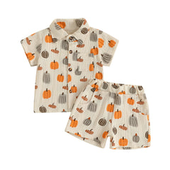 Unisex Pumpkin Halloween Tee & Shorts Outfit