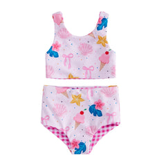 BabyGirl Reversible Seashell Floral Print Swimwear Set