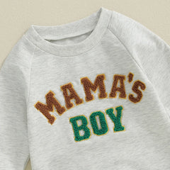 0-18M Baby Boy Long Sleeve, Full-Length with Letter Embroidery Fall Romper