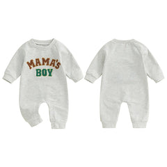0-18M Baby Boy Long Sleeve, Full-Length with Letter Embroidery Fall Romper
