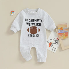 0–18M Unisex Baby Football Print Long Sleeve Romper