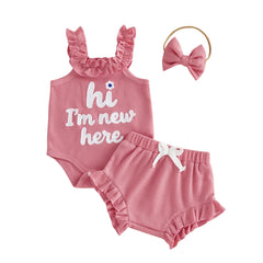 Baby Girl Letter Floral Embroidery Outfit Set