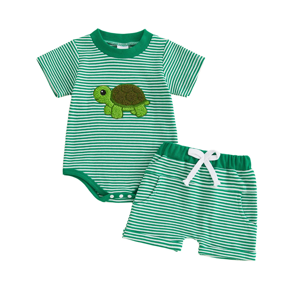 Baby Boy Turtle Embroidered Outfit