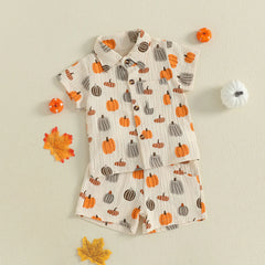 Unisex Pumpkin Halloween Tee & Shorts Outfit