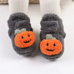 0–18M Unisex Newborn Soft Fleece Halloween Pumpkin Baby Booties