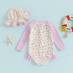 Baby Girls Floral Print Bathing Suit Set
