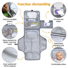 Portable Baby Changing Pad with Wipes Pocket