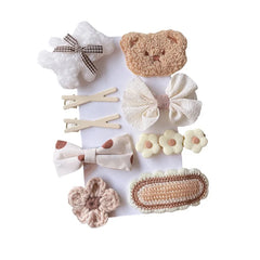 Baby Girl Autumn Winter Cartoon Bear & Bowknot Barrette Hair Clips