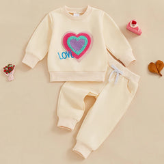 12M - 3T Toddler Girls Valentine's Day Letter Heart Embroidery Set