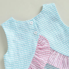 12M - 3T Baby Girl Sleeveless Golf Embroidery Tank Tops + Ruffle Shorts Set