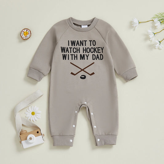 3-18M Unisex Baby Hockey Sweatshirt Romper