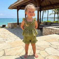 Baby Girl Bow Butterfly Sleeveless Tops and Shorts Outfit