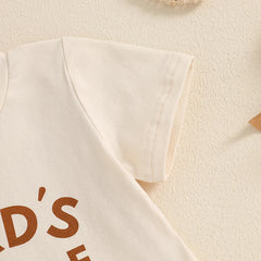 Baby Boy  Letter Tee & Checkerboard Shorts Summer Set