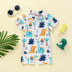 Baby Boys Cartoon Dinosaur Summer Swimsuit
