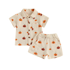 Unisex Pumpkin Halloween Tee & Shorts Outfit