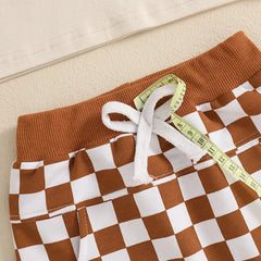Baby Boy  Letter Tee & Checkerboard Shorts Summer Set